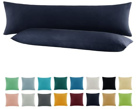 SHC by BaSaTex Jersey Kissenbezug, 2er Pack, 40x145 cm, Navy Dunkelblau | 100% Baumwolle, Kissenhüllen, Kopfkissenbezug, Seitenschläfer Kissenbezug
