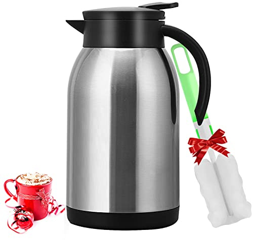 40oz Stainless Steel Thermal Coffee Carafe Dispenser, Unbreakable Double Wall Vacuum Flask 1.2L Water Tea Pot Beverage Pitcher for Hot Coffee for Christmas Carafe(Silver)