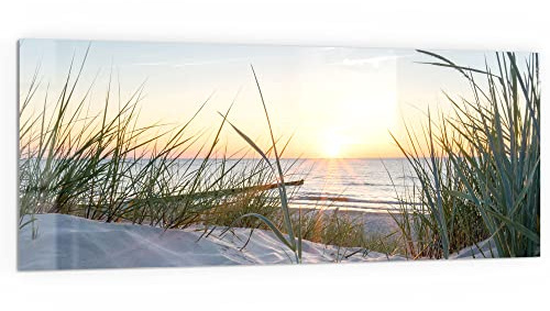 DEQORI Küchenrückwand Glas | Motiv Ostsee Sonnenuntergang | 125x50 cm | Bad- oder Herd-Rückwand | Herdblende Spritzschutz für Küche & Badezimmer | moderne Deko für Fliesenspiegel