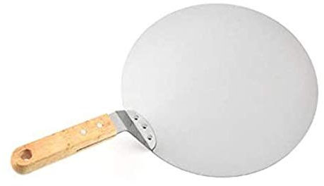 AKAZI Pala per Pizza Pala per Pizza Pala per Pizza con Legno Tondo in Acciaio Inossidabile e Doppia Rotella taglierina e Pala per Dolci per la Cottura