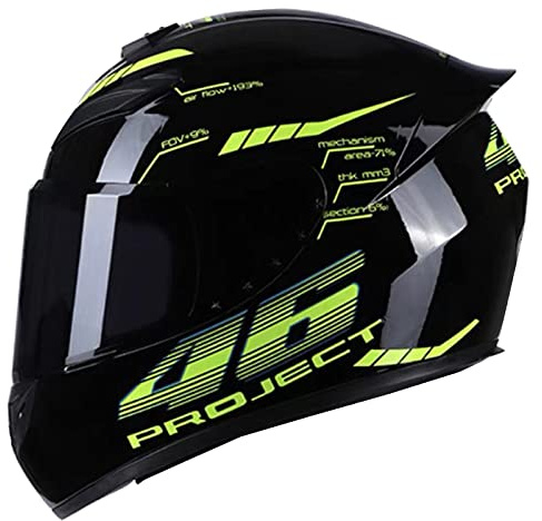 Lätt motorcykel Full Face hjälm DOT/ECE godkänd motorcykel moped Street Bike Racing Moto hjälm med tonad visir drop down Sun Shield för vuxna män kvinnor,46,S