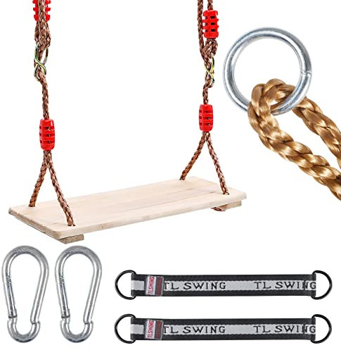 PiliStar Schaukelsitz aus Holz, Schaukel für den Außenbereich aus Holz, Schaukel für Kinder und Erwachsene, mit Verstellbarer Seillänge, maximale Belastung 160 kg, Outdoor-Aktivitäten, drinnen