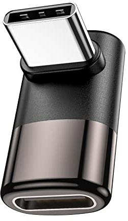 MOGOOD Adaptador USB C Macho-Hembra 90° Ángulo Recto 40Gbps 100W C.Rápida | USB4 40Gbps 8K 60Hz, aleación zinc, 1 ud. Para portátil, tableta, Switch, coche. Carga rápida PD100W, protege el puerto