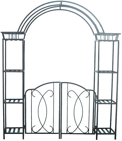 MELPHI Enrejado De Jardín con Puerta, Arco De Jardín De Metal Y Estacas para Plantas Trepadoras, Rosa, Cenadores Y Enrejados, Pérgola para Césped, Patio, Boda, Decoración De Fiesta Nupcial