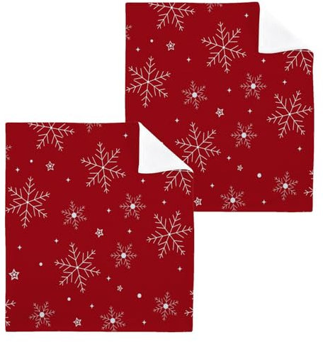ISAOA Weihnachts-Waschlappen-Handtuch für Badezimmer, Spa, Hotel, Schneeflocke, glitzernd, Weihnachts-Gästetücher, Waschlappen, saugfähig, schnell trocknend, 4,30 x 30 cm