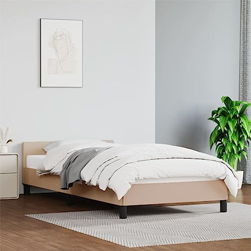 ZQQLVOO Bettgestell Familienbett Palettenbett Bettgestell mit Kopfteil Cappuccino-Braun 100x200 cm Kunstleder Geeignet für Familienzimmer