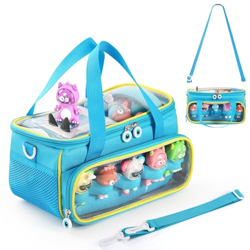 Carrying Case for Toniebox, Storage Carrier Bag for Tonie Characters with Shoulder Strap and Handle, Home Outdoor Hand Bag for Toniebox 2 Audio Player and Dolls (Blue)