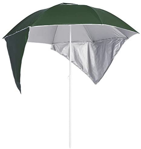Homgoday Parasol de plage avec toiles latérales Anthracite 215 cm Mobil Decor, vert