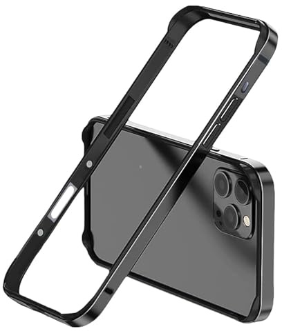 LINPING Aluminium metall-stötram-hårt skal för iPhone 16pro, smal pansarning med mjuk innersida, upphöjt kantskydd (svart, för iPhone 16pro)