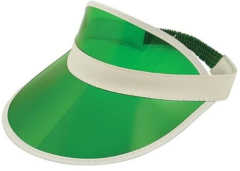 NEO Adults 80s Retro Style Neon Sun Visor Hat Unisex Mens Womens Plastic Golf Visors Headband Cap for Poker Party Tennis UV Protection HatsGreen