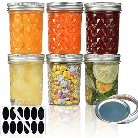 YBCPACK 6x Mason Jars 250ml mit Schraubdeckel – BPA-freie Einmachgläser Luftdicht & Spülmaschinenfest, inkl. 12 Kreidetiketten + Stift für Marmelade, Honig, Geschenk