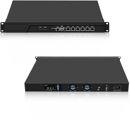 SJRC 1U Rackmount Firewall Appliance 989 Core i5 3320M, Dual SFP+ 10GbE Router PC Support OPNsense, 19 Zoll Network Security Hardware with 8GB RAM 256GB SSD, VGA, 6 x LAN, COM
