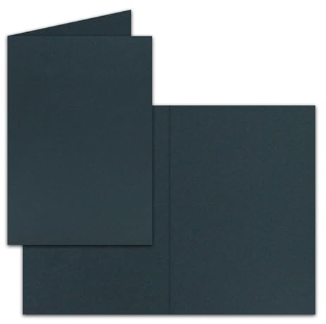 FarbenFroh by GUSTAV NEUSER Lot de 25 cartes pliables - Format A6 - Bleu noir - 10,5 x 14,8 cm - Blanches - Cartes doubles - 225 g/m²