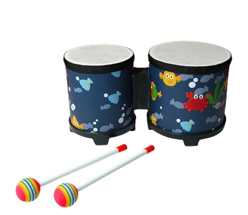 Bongo Drum - Bongo Drums per adulti, strumento a percussione per bambini | Orff Instrument Bongo Drum Drum Toys, strumento a tamburo manuale per bambini con 2 bacchette colorate adatto per adulti