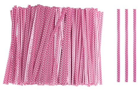 QUARKZMAN 500pcs Bolsa Twist Ties 4 Reutilizables Plástico Twist Ties Alambre Lazos para Fiesta Pan Dulces Pastel, Rosa Claro