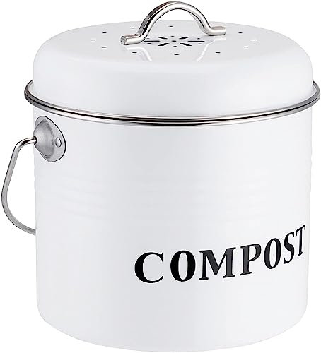 Contenedor De Abono De Cocina con Tapa A Prueba De Olores, Cubo De Abono para Encimera De Cocina, Contenedor De Cubo De Abono Inodoro