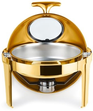 9L Chafing Dish Buffet Server - Stainless Steel, Transparent Tempered Glass Lid, Large Capacity for Parties, Dinners,A-50 * 34 cm