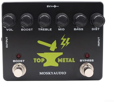 DAZZLEEX Gitarren-Effektgerät, Metall-Muff-Top-Boost-Pedal mit Top-Boost-Mitteltöner für starke Verzerrung, E-Gitarre, Bass-Zubehör