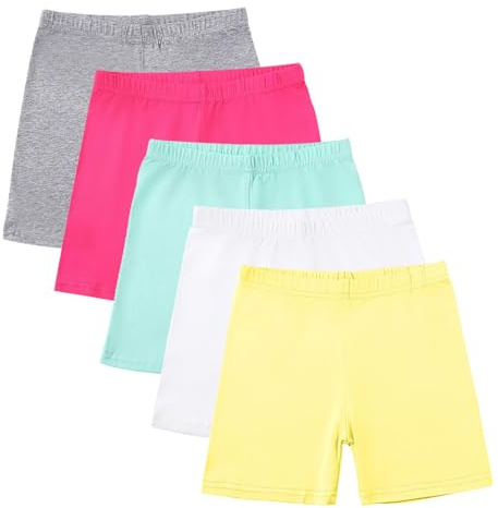 5 Pack Girls Cotton Shorts UK Clearance Kids Girl Breathable and Comfy Dance Shorts Solid Color School Short Leggings Elastic Waisted Stretchy Cycling Tracksuit Bottoms for Child Student Teens