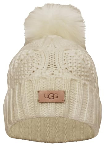 UGG Damen Cable Beanie Pom Hat, Cream, Einheitsgröße