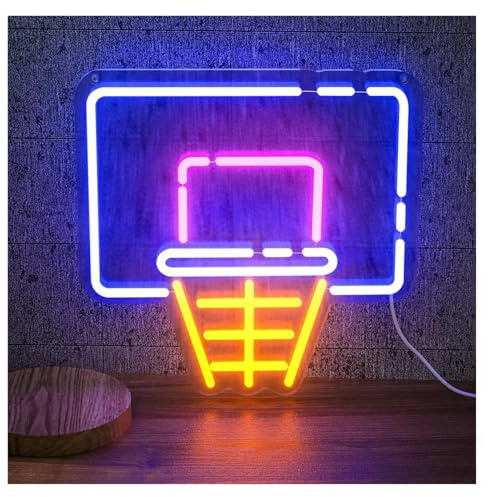 HUANTY d'Ambiance Apaisante Lampe Panier De Basket Néon, Adapté Aux Salles De Jeux, Clubs De Sport Et Décoration De Chambre 32x35cm