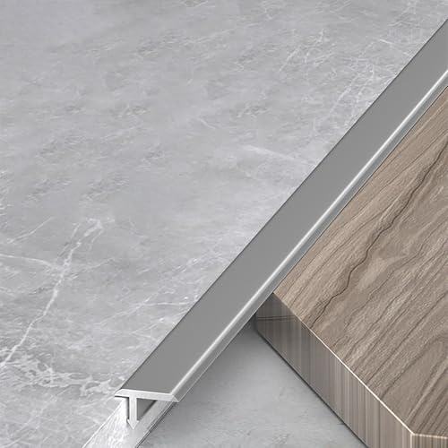 Coayuou Abdeckleiste 90cm* 3 Stück Aluschiene T-Formleisten Übergangsschienen Für Harmonischen Bodenanschluss - Ideal Für Wohnzimmer, Küche & Eingangsbereich(Gray,12mm)