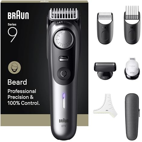 Braun - 9, BT 9520 Profi Bartschneider für Herren mit 7 Friseurwerkzeugen, Leistung und lebenslanger scharfer ProBlade Klinge, 180 Minuten Laufzeit, mit Verblassen, 52