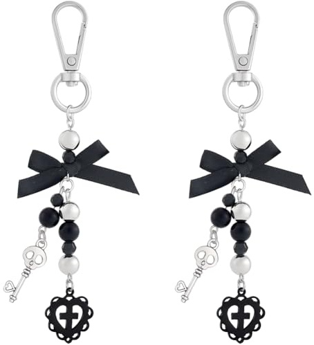 Beebeecraft 2 porte Clés Gothique en Alliage de 5cm Motif Tête de Mort Cœur Croix avec Fermoir Pivotant pour Halloween Horreur Mignon Breloque de Sac Décoration pour Femmes