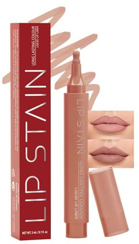 Lipliner Lip Stain Pen Matte, Nude Lip Contour Lip Liner Wasserfest, Hochpigmentiert und Seidige, Langanhaltender Not-Stick Cup Lippenkonturenstift, Natürlicher Tattoo-Effekt Lippen Mark Pen Makeup-01