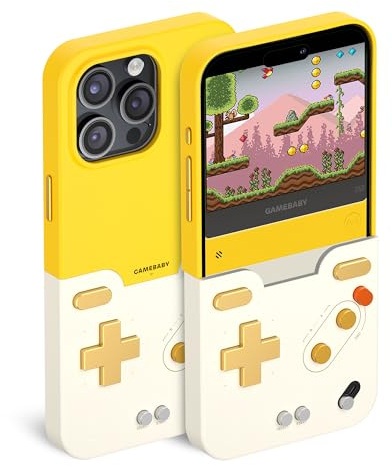 Bitmolab Gamebaby for iPhone 15 Pro Max Case, Innovative Mobile Phone Case iPhone 15 Pro Max for Retro Games Yellow