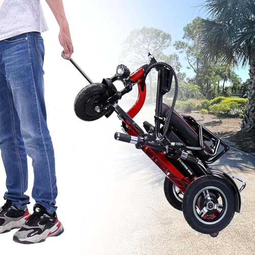 Elektro Dreirad Für Senioren Elektrischer Rollstuhl Rollator 3-Rad-Reisemobilitätsroller Elektrisch Elektromobile Faltbar Leichter Reisemobilitätsroller Mit Ladegerät Und Korb (F)