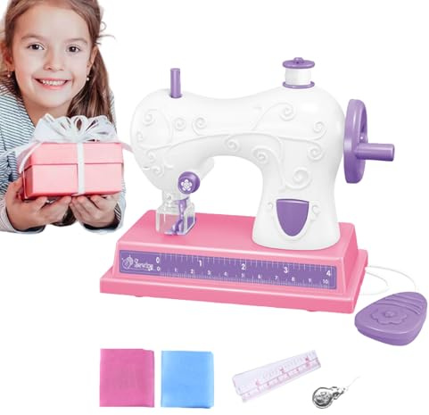 Bärbar symaskin – konst- och pysselleksak för barn, batteridriven symaskin, nybörjarvänlig rollspelsleksak | barnset, kreativt, pedagogiskt spel, koncentrationsuppbyggnad,