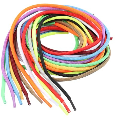 MOBUTOFU 20 Pezzi Lacci per Scarpe Rotondi Intrecciati 120 Cm in Corda Tinta Unita, Lacci Sportivi per Scarpe da Ginnastica Uomo e Donna, Colori Misti per Uso Casual e Sportivo