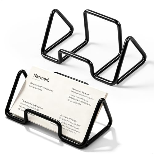 hehongshun Tarjetero Tarjetas de Visita, Porta Tarjetas de Visita, Soporte Tarjetas Visita, Metal Robusto Diseño Abierto Fácil Acceso para Escritorio y Recepción Juego de 2 Negro