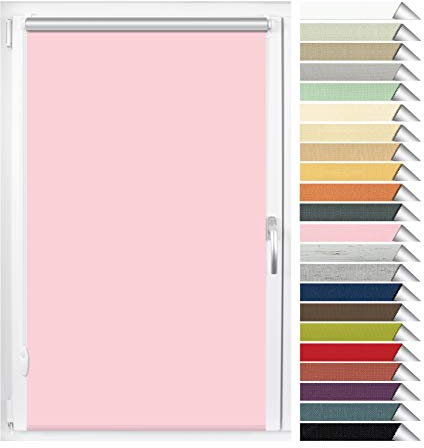 EFIXS Thermorollo Mini - Rollos nach Maß - 17 mm - Stoffbreite bis 110 cm, Höhe bis 220 cm - Hier: bis 50 cm x 220 cm (BxH) - rosa (062) - OHNE Bohren + verstellbare Klemmträger & Magnete