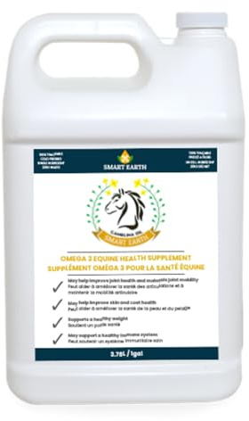 100% Pure Camelina Oil for Horses – Omega 3 & Vitamin E Rich Supplement for Coat, Hooves, Arthritis, Joints, Weight Gain & Ulcers – False Flaxseed Oil Made in Canada by Smart Earth, 1gal.