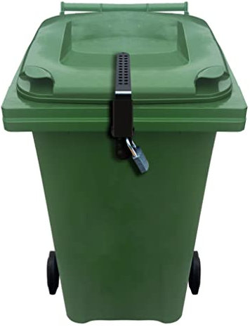 Wheelie Bin Lid Strap Lock NO Drilling, New Model, NO GLUEING - Easy FIT, Complete with Padlock to Lock The Lid - Stop Identity Theft, Prevent People Filling Your Dustbin, Heavy Duty