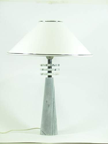 Stilvolle Tisch-Nachttisch-Leuchte-Lampe mit echtem Marmor Fuß, weißer Stoffschirm, H: 52cm, Fassung E27, max. 60 W, Fenster-Fernseher-Kommode-Leuchte-Lampe
