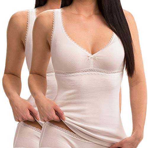 HERMKO 15804740 2er Pack Damen BH-Hemd aus 100% Bio-Baumwolle, Farbe:weiß, Größe:40/42 (M)