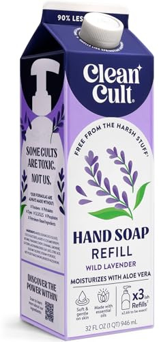 Cleancult Liquid Hand Soap Refill - Wild Lavender - Moisturizes Dry & Sensitive Skin - Made with Aloe Vera & Lavender Essential Oils - Eco Friendly - Paper-Based Packaging - 32 oz/1 Pack