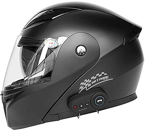 Bluetooth Motorrad-Klapphelm, ECE-Zertifiziert Integrierter Motorradhelm,Double Lens Flip Vollvisierhelm Mit Bluetooth-Headset Integralhelm Roller Scooter Mofa Sicherheit Hut 6,XXL