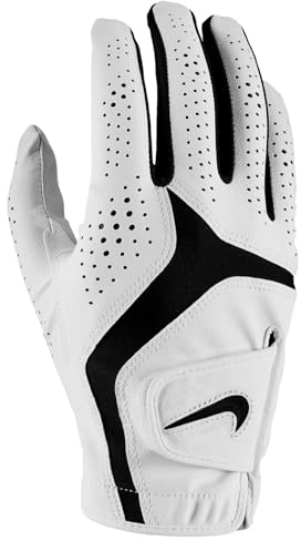 Nike Golfhandschuh Dura Feel X Herren – Strapazierfähiger Golf Glove Right Hand – Optimaler Grip & Komfort – Atmungsaktiver Golfhandschuh, Pearl White/Pearl White/Black, M/L