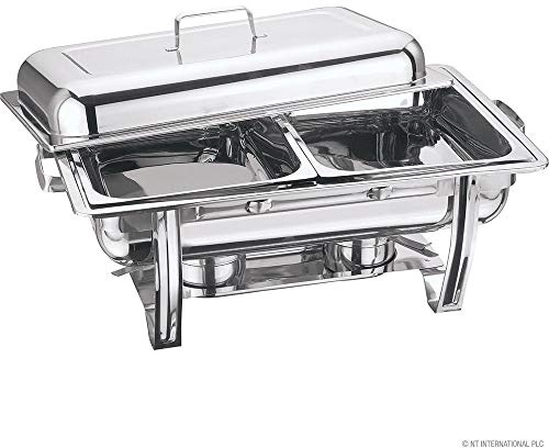Prima Kitchenware Stainless Steel Chafing Dish Sets with 8L Food Pans Fuel Holders for Catering Buffet Warmer Tray Dining Rolling Top Double Compartment