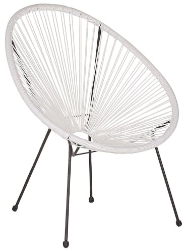Beliani Lustiger Gartenstuhl Spaghetti-Optik Rattan weiß Acapulco II