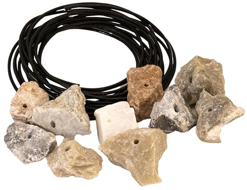 artdee® Speckstein Amulettsteine mit Loch und Lederband (10 Stück) – handgefertigte Schlüsselanhänger aus Speckstein Rohling selbst gestalten Schlüsselanhänger selbst Machen Specksteine
