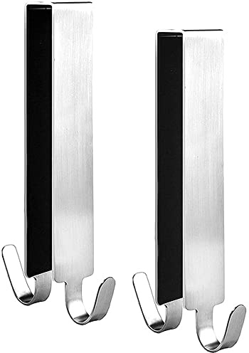 2 ganci per porta doccia estesi in confezione da 2 pezzi. Ganci sopra porta per ganci per porta doccia in vetro senza telaio. Ganci per asciugamani doppi (Silver)