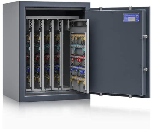 Secureo SafeHero Schlüsseltresor/Schlüsselsafe für 440 Schlüssel Osprey Key 4-C | Klasse 1 EN 1143-1 | Elektronisches Zahlenschloss | 5 ausziehbare Wände + 1 Fachboden | 650x500x420 mm (HxBxT)