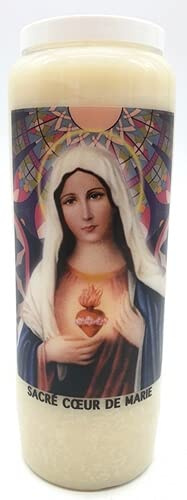 Gebetskerze im Glas, Novena, 18 x 7 cm, 100 % pflanzlich, Brenndauer 9 Tage - 216 Stunden (Heiliges Maria-Herz)