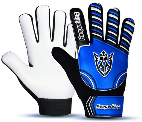 Keeperking Claw 2.0 Guantes de Portero para niños y niñas, cómodos Guantes de protección, con Buen Agarre, Guantes de fútbol para Adultos y jóvenes, Guantes de Portero, Talla 3-7 (Azul, 7)