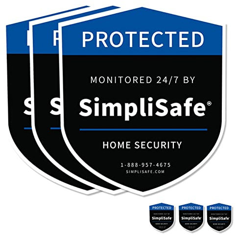 Juego de 6 pegatinas de panel de patio Simpli-Safe compatibles con sistemas de seguridad doméstica, duraderos e impermeables, pegatinas de ventana